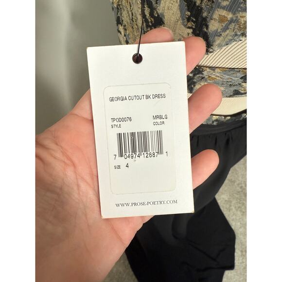 Prose & Poetry Black Gold Georgia Cutout Back Long Maxi Dress Formal Gown 4 NWT - Picture 3 of 9